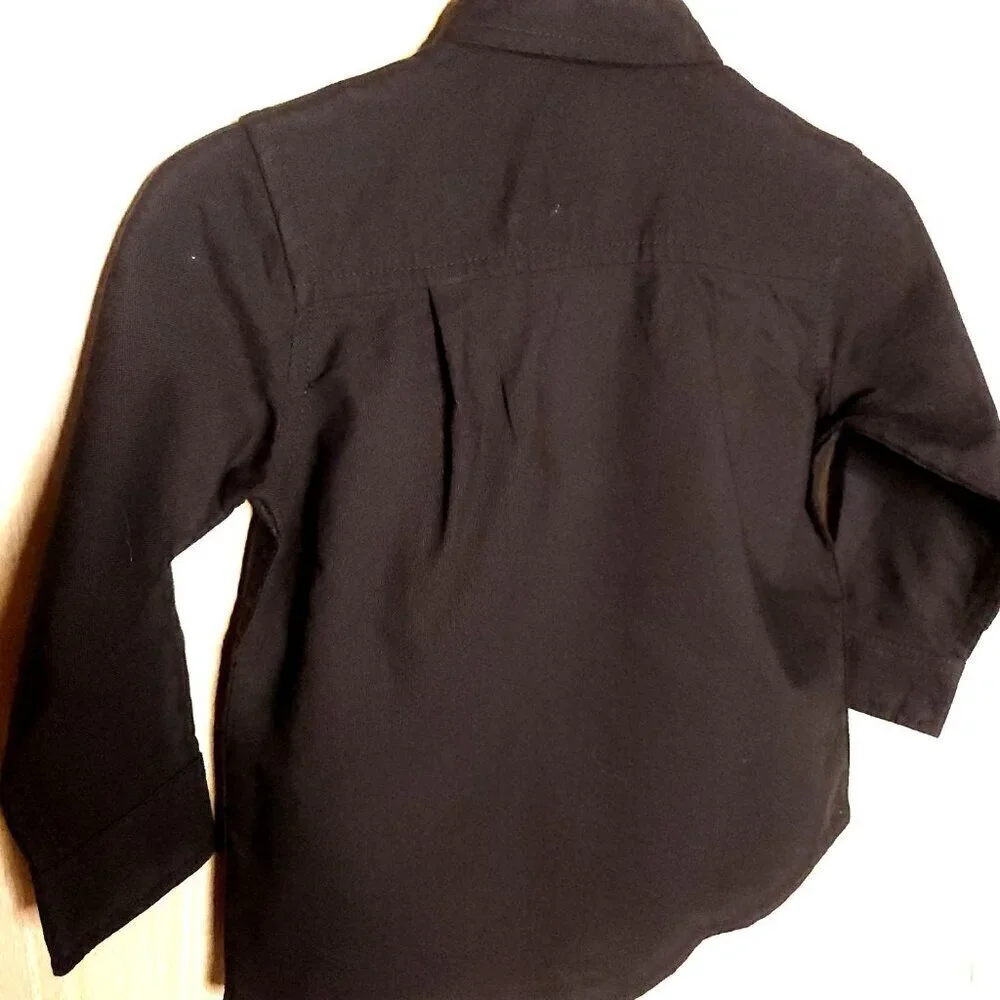 The Children's Place Infant Boys New Black Button Down Shirt 9-12 Months